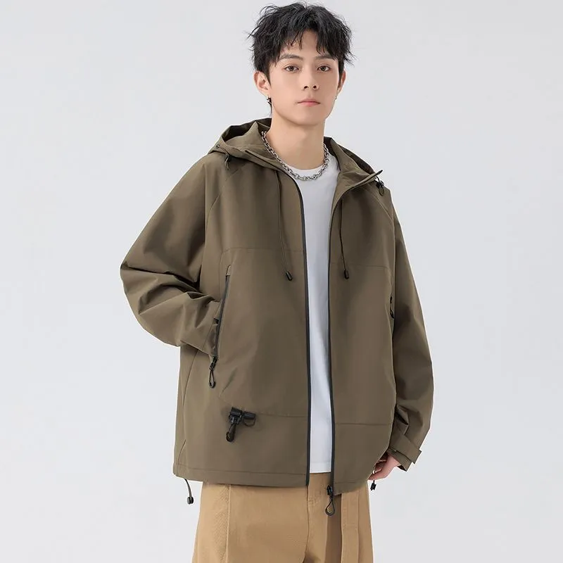 Relaxed-Fit Men's Rain Coat with Easy-to-Clean Fabric and Cargo Pocket