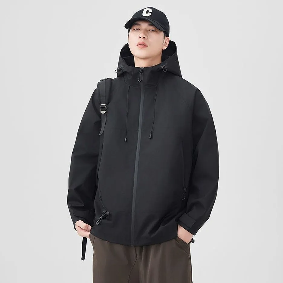 Relaxed-Fit Men's Rain Coat with Easy-to-Clean Fabric and Cargo Pocket