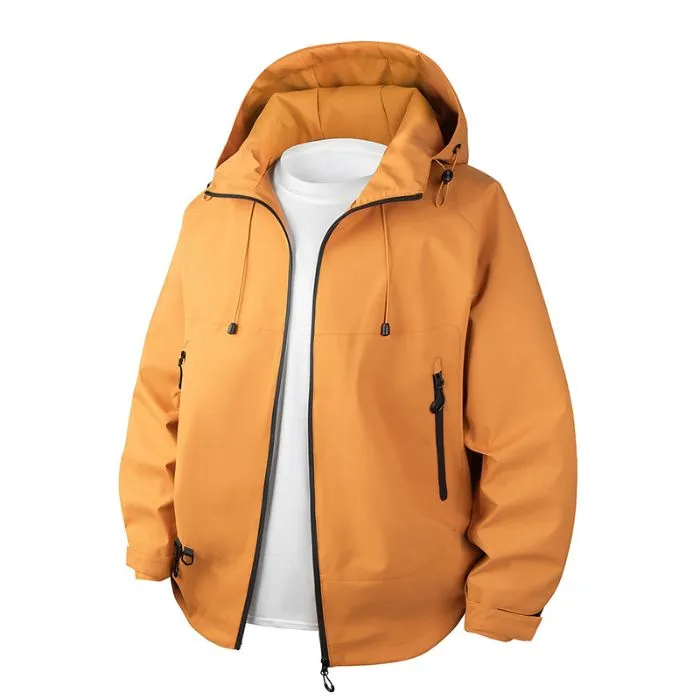 Relaxed-Fit Men's Rain Coat with Easy-to-Clean Fabric and Cargo Pocket