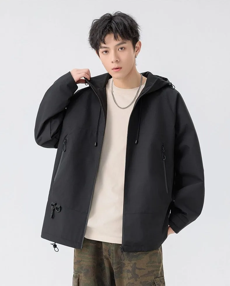 Relaxed-Fit Men's Rain Coat with Easy-to-Clean Fabric and Cargo Pocket