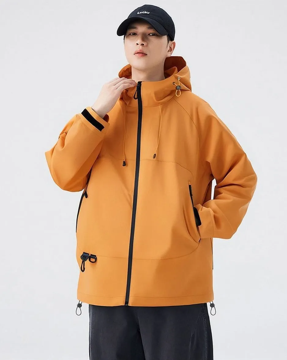 Relaxed-Fit Men's Rain Coat with Easy-to-Clean Fabric and Cargo Pocket