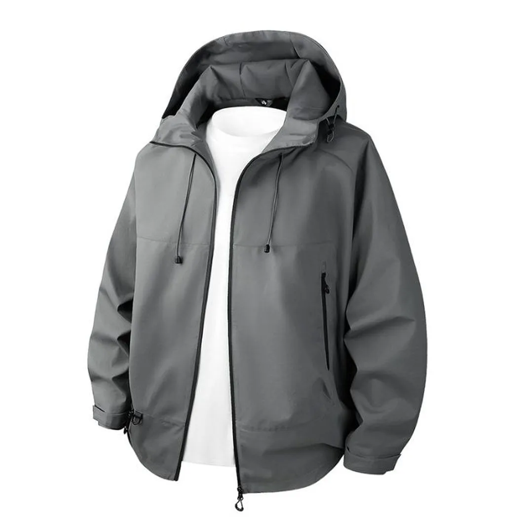 Relaxed-Fit Men's Rain Coat with Easy-to-Clean Fabric and Cargo Pocket