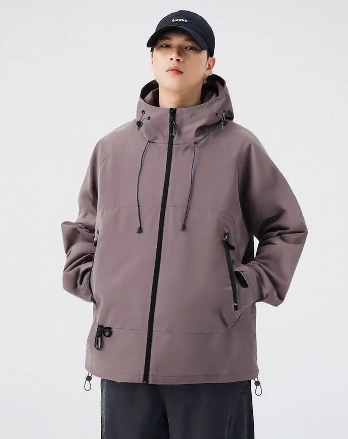Relaxed-Fit Men's Rain Coat with Easy-to-Clean Fabric and Cargo Pocket