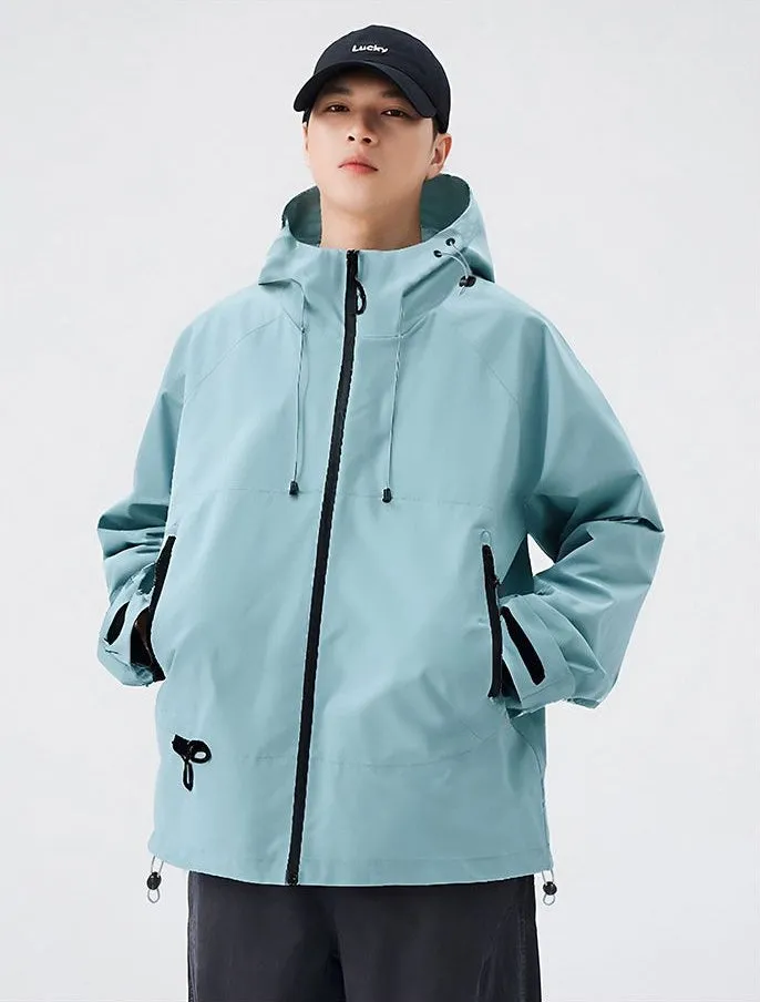 Relaxed-Fit Men's Rain Coat with Easy-to-Clean Fabric and Cargo Pocket