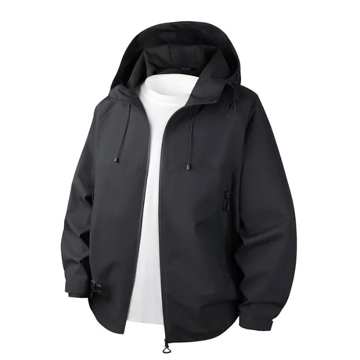 Relaxed-Fit Men's Rain Coat with Easy-to-Clean Fabric and Cargo Pocket