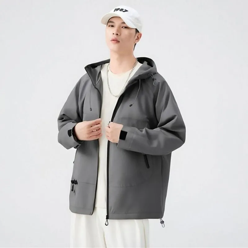 Relaxed-Fit Men's Rain Coat with Easy-to-Clean Fabric and Cargo Pocket