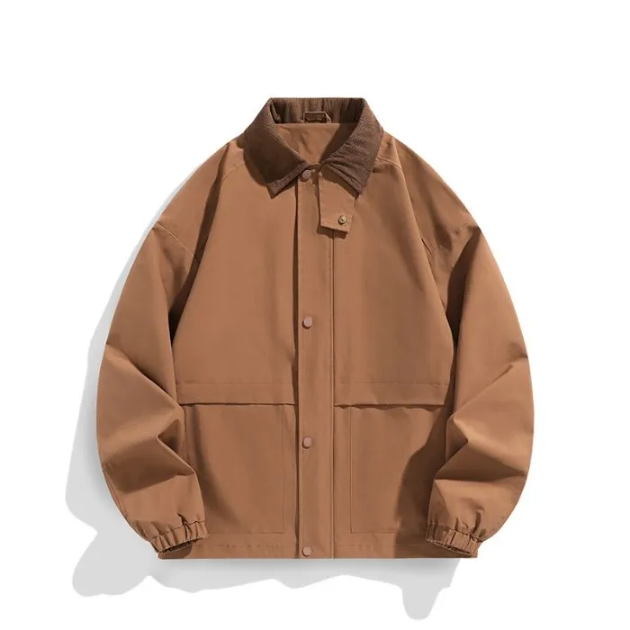 Retro Styled Solid Cargo Rain Jacket for Casual Wear
