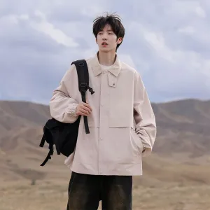 Retro Styled Solid Cargo Rain Jacket for Casual Wear