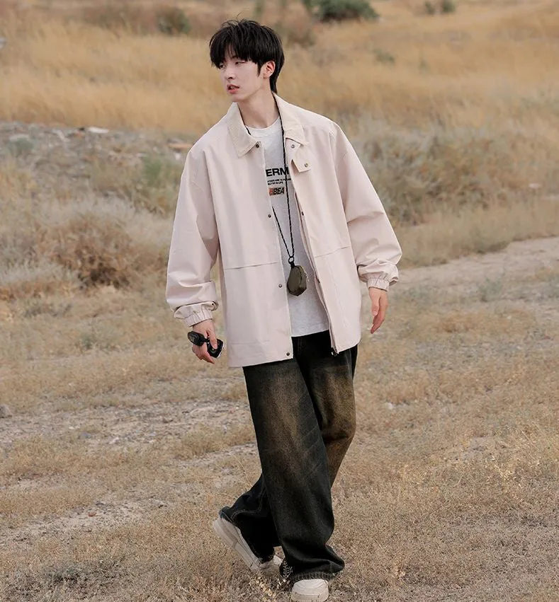 Retro Styled Solid Cargo Rain Jacket for Casual Wear