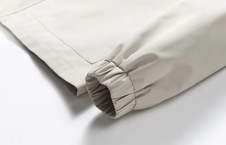 Retro Styled Solid Cargo Rain Jacket for Casual Wear