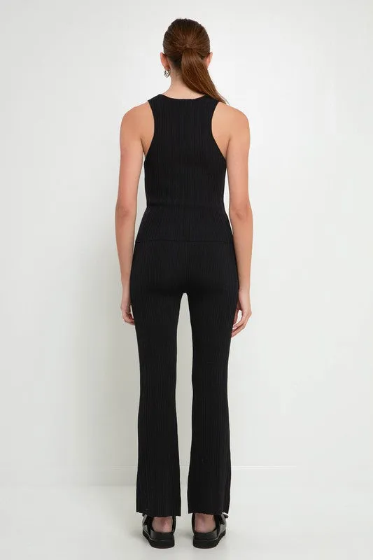 Rib Flared Knit Pants