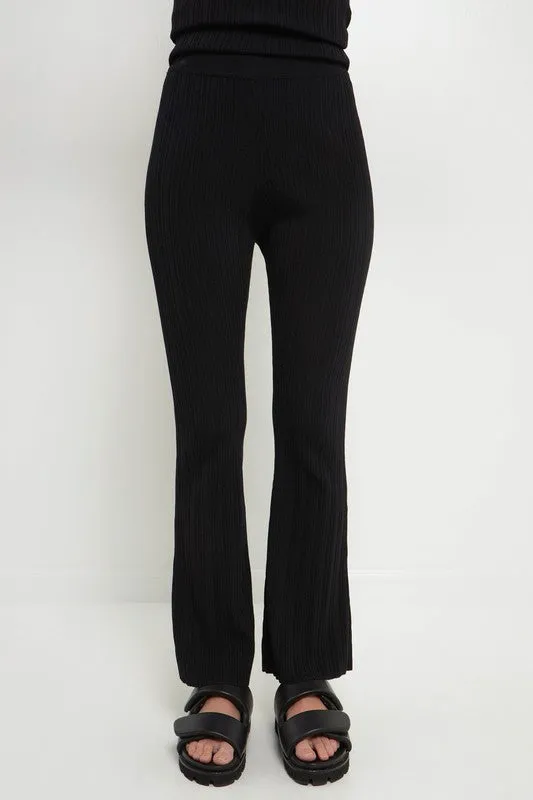 Rib Flared Knit Pants