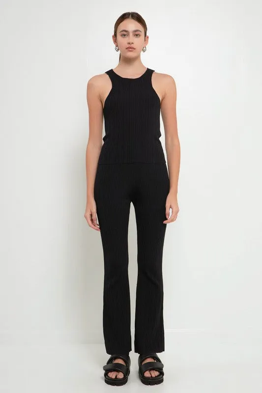 Rib Flared Knit Pants