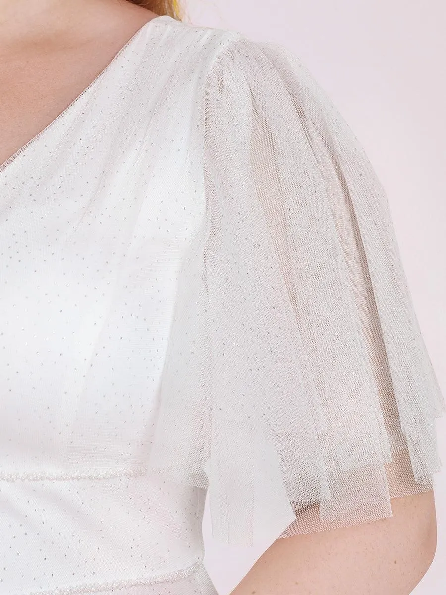 Robe de soirée romantique en tulle grande taille avec col en V profond(Vente finale)