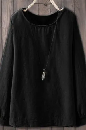 Round Neck Puff Sleeve Blouse
