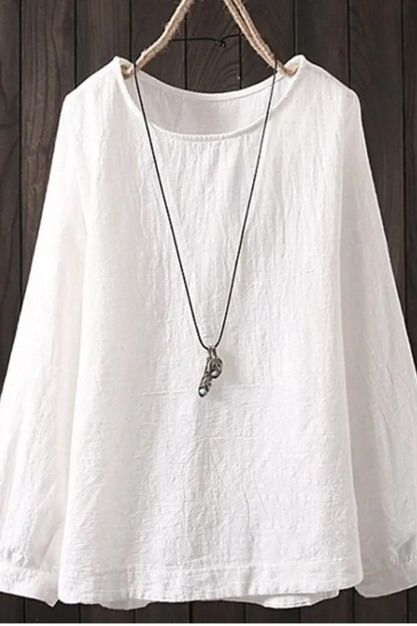 Round Neck Puff Sleeve Blouse