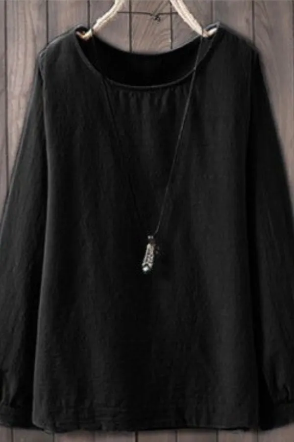 Round Neck Puff Sleeve Blouse