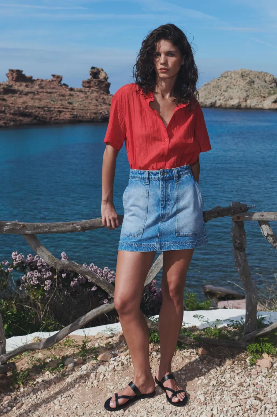 ROWIE Georgia Denim Mini Skirt - Classic Wash