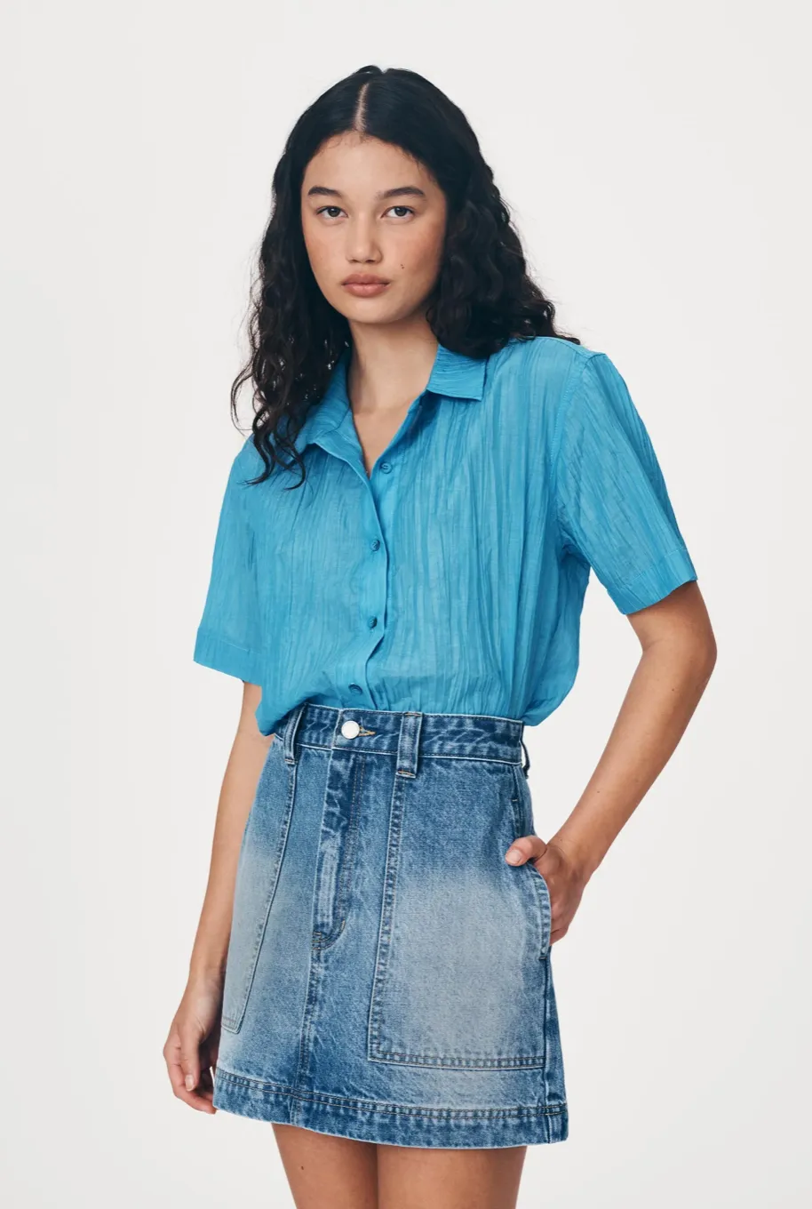 ROWIE Georgia Denim Mini Skirt - Classic Wash