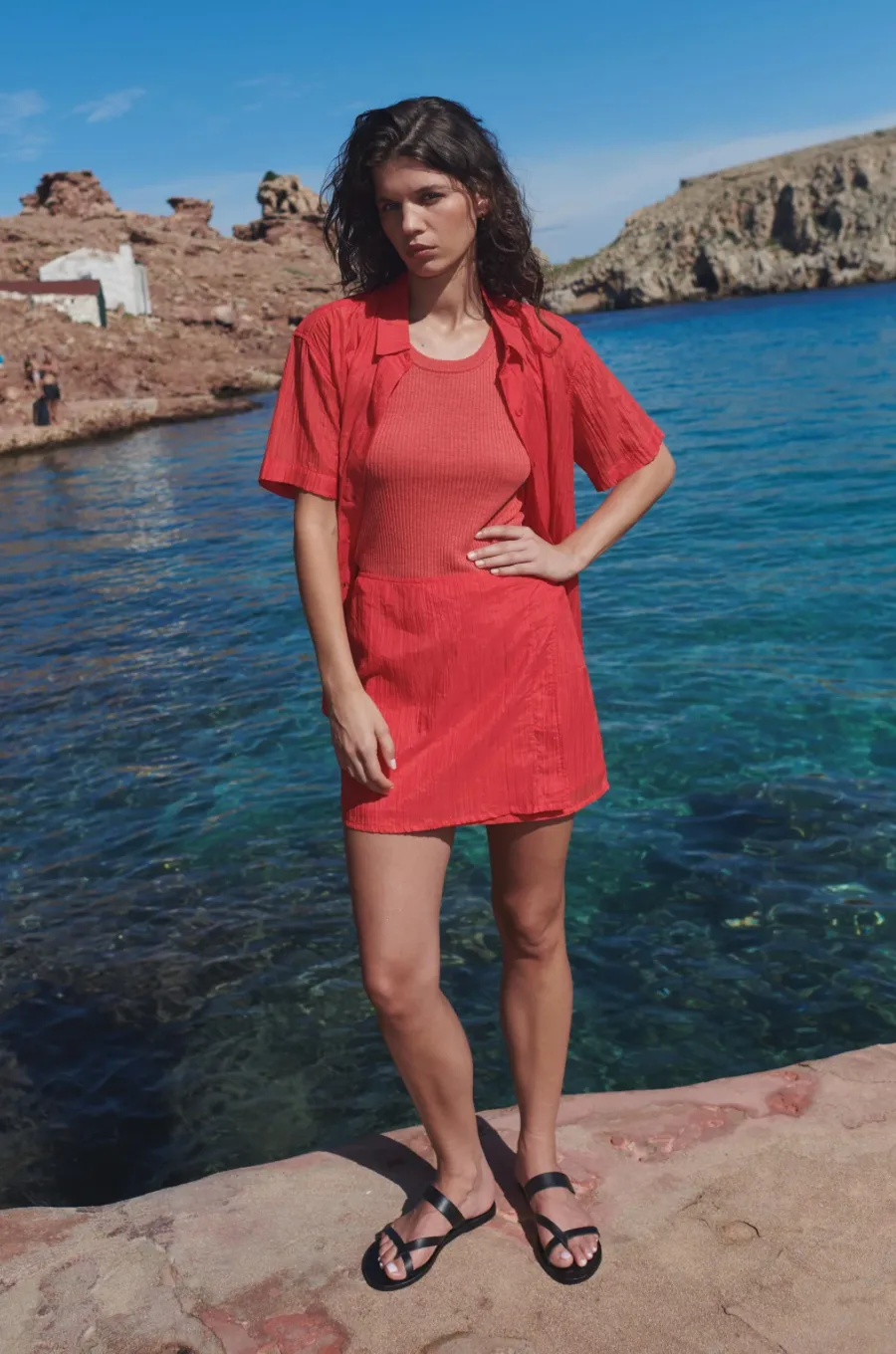 ROWIE Jole Silk Mini Wrap Skirt - Red