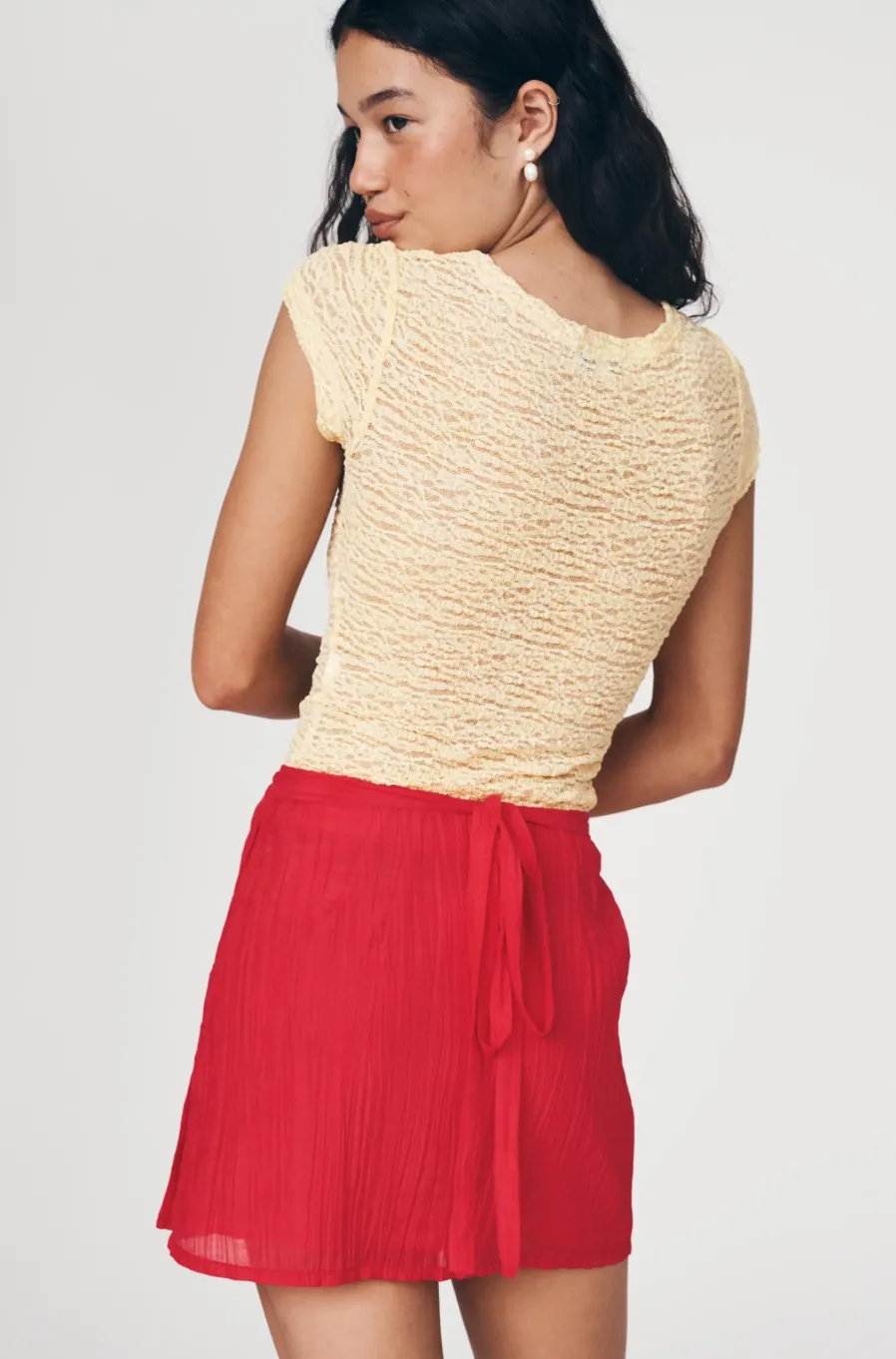 ROWIE Jole Silk Mini Wrap Skirt - Red