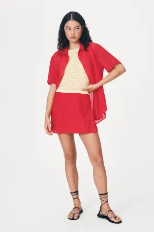 ROWIE Jole Silk Mini Wrap Skirt - Red