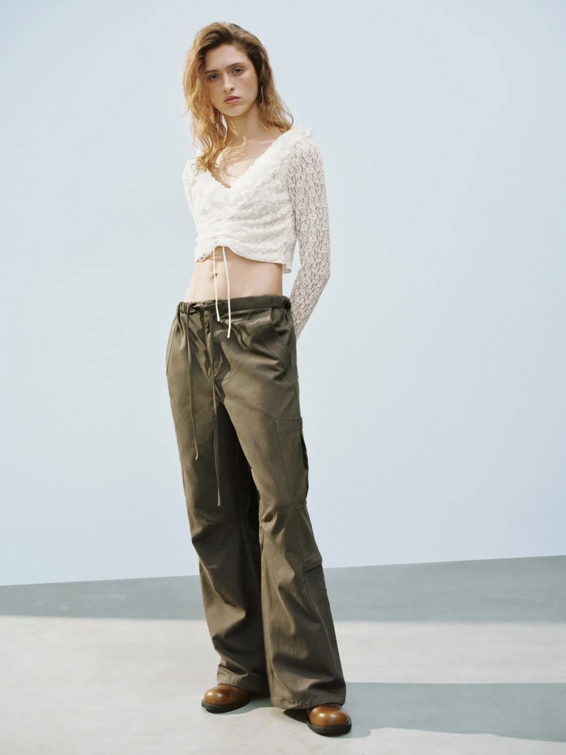 Ruffle Hem Lace Blouses