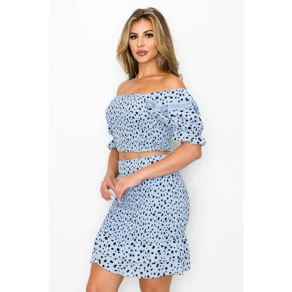 Ruffled Smocked Top &amp; Skirt Set Sz L