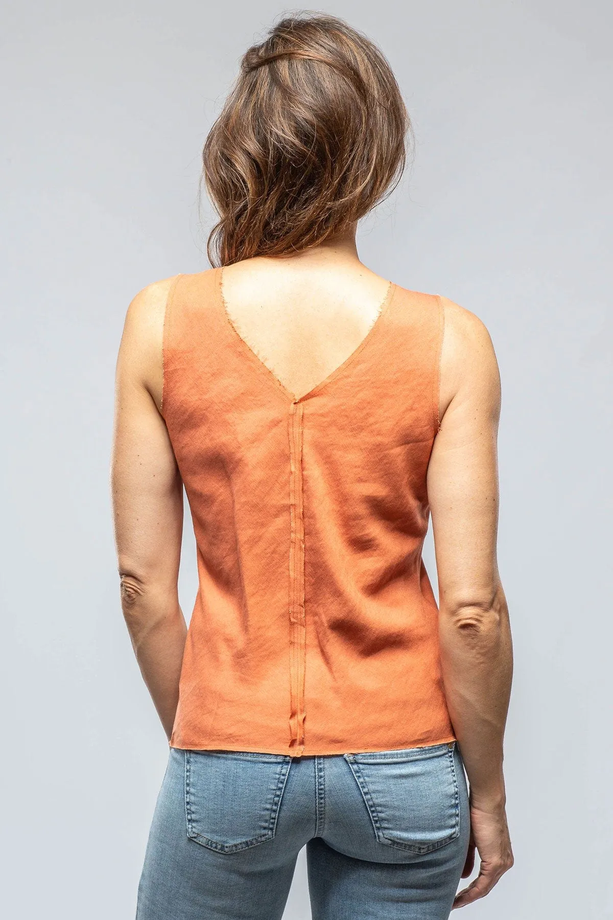 Salamanca Raw Edge Linen Tank In Persimmon