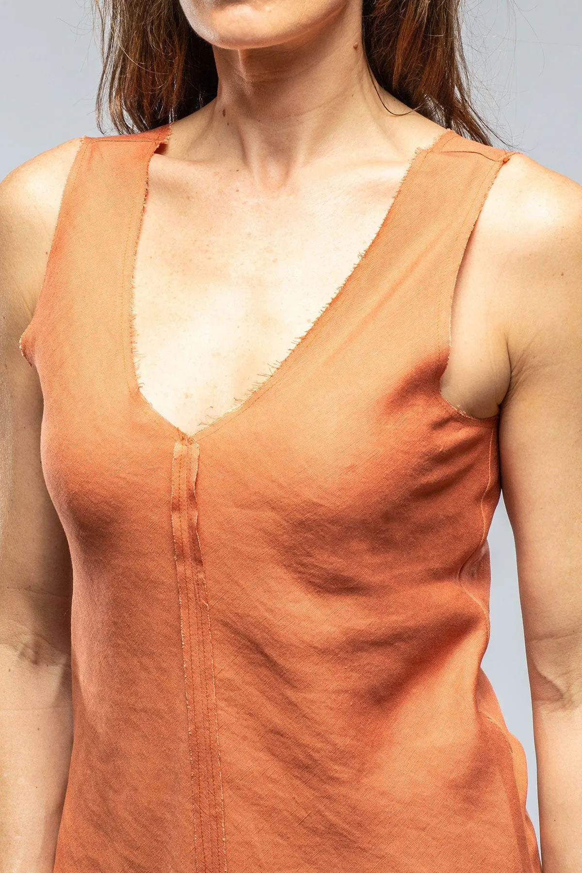 Salamanca Raw Edge Linen Tank In Persimmon