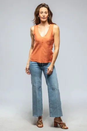 Salamanca Raw Edge Linen Tank In Persimmon