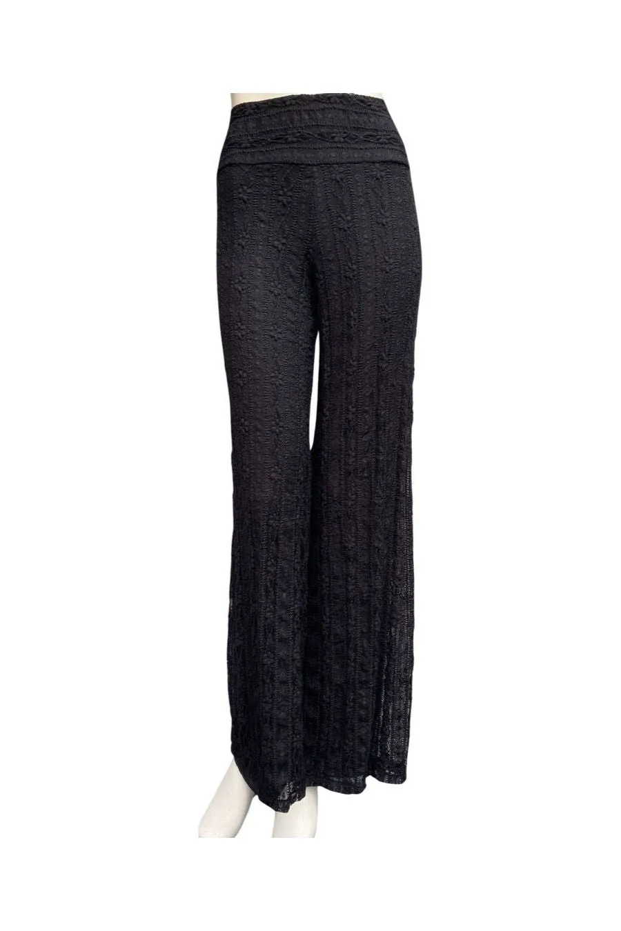 SARAH Black Lace Flared Pants