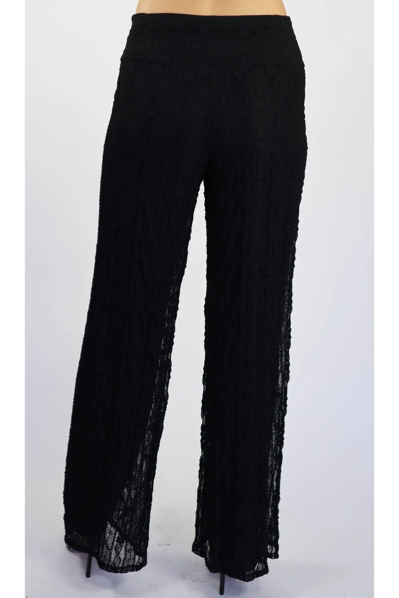 SARAH Black Lace Flared Pants