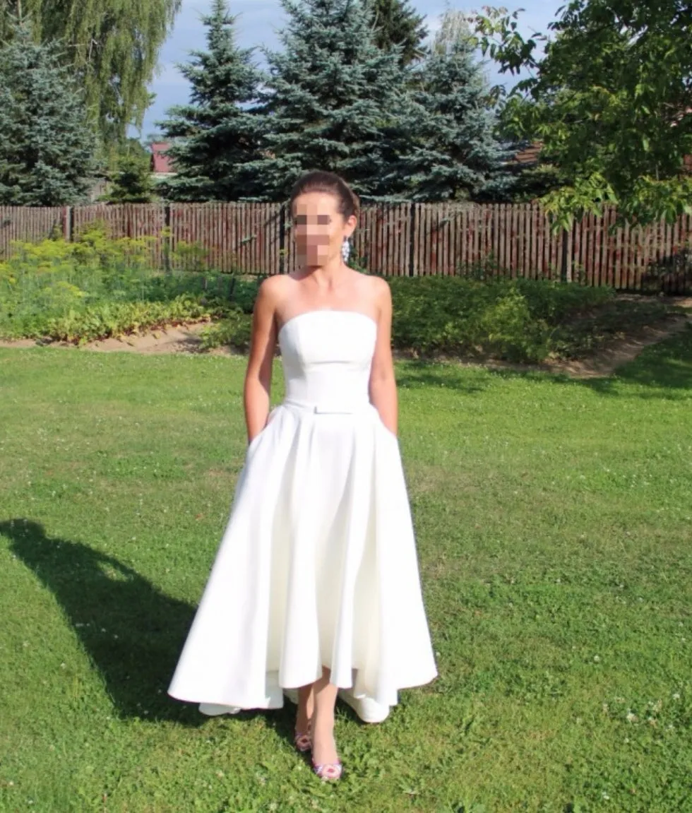 Satin Backless Hi-lo Wedding Gown 2020 vestido de novia corto