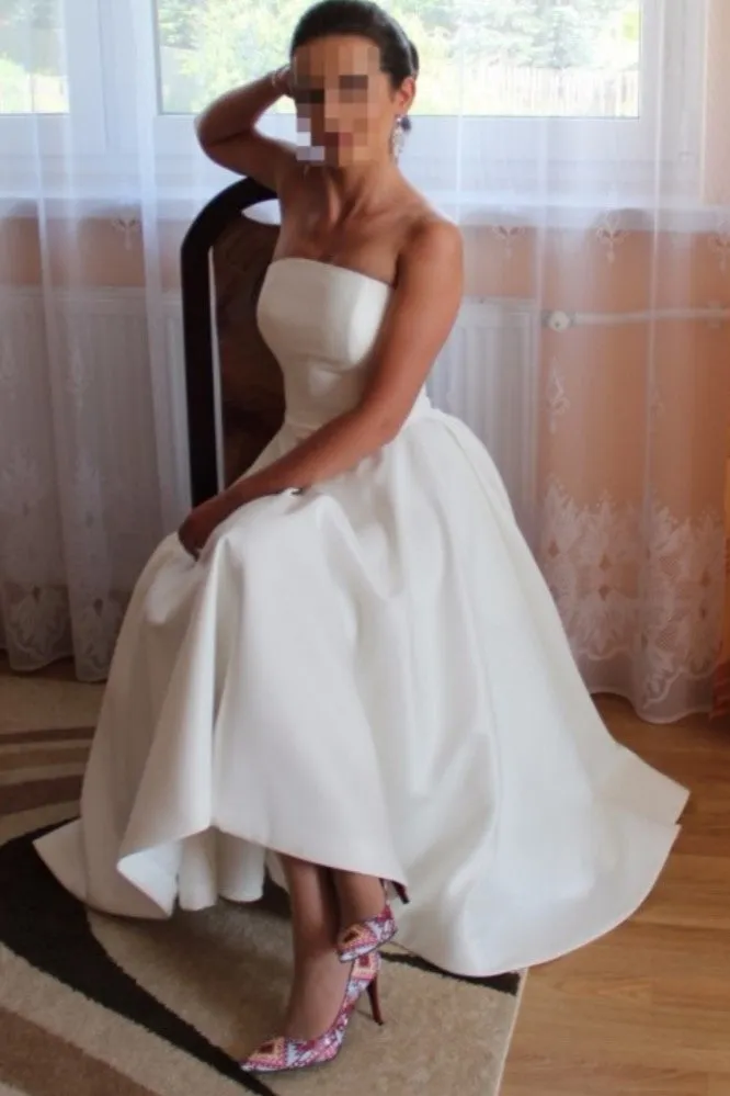 Satin Backless Hi-lo Wedding Gown 2020 vestido de novia corto