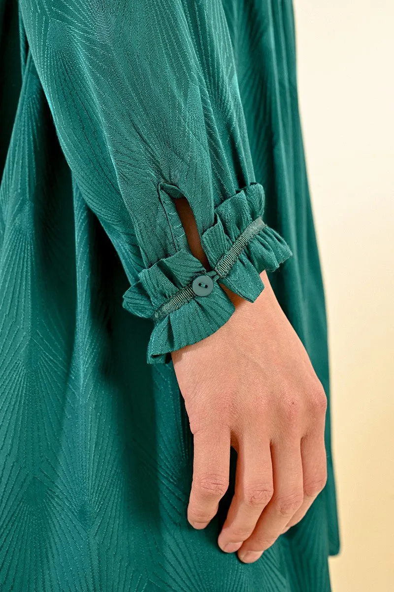 SATIN DRESS WITH TIE NECKLINE
