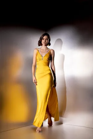 Set me free - yellow satin maxi dress
