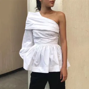Sexy Asymmetrical One Shoulder Tunic