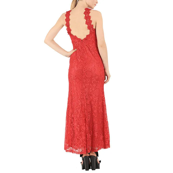 Sexy Deep V-neck Sleeveless Halter Dress