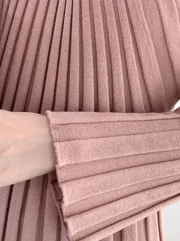 Sexy V Neck Women Knitted Sweater Midi Dresses