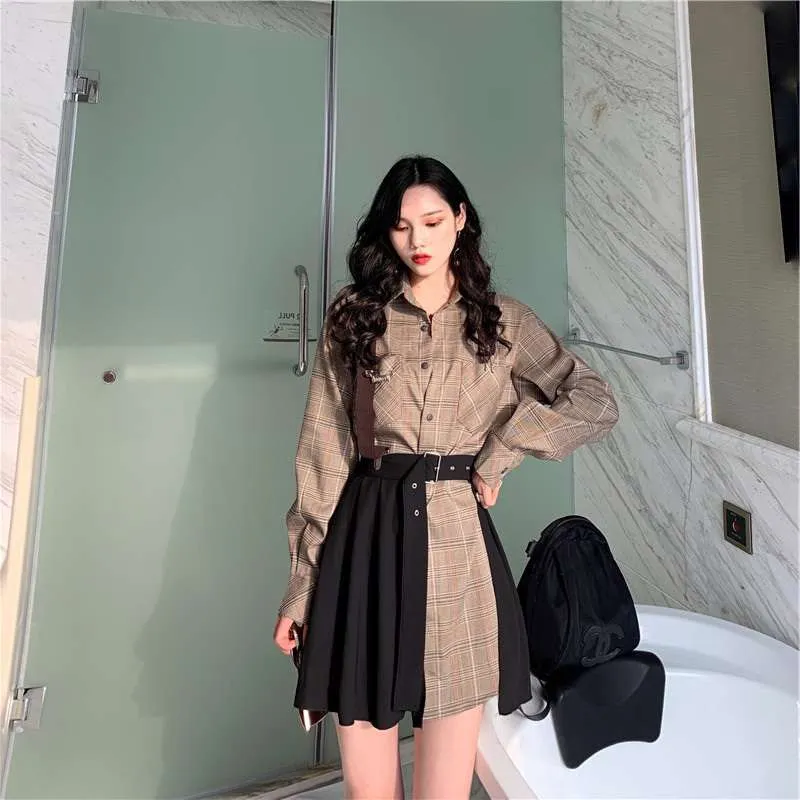 Shirt   black skirt two-piece KF90671