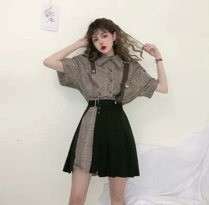 Shirt   black skirt two-piece KF90671