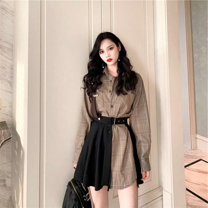 Shirt   black skirt two-piece KF90671