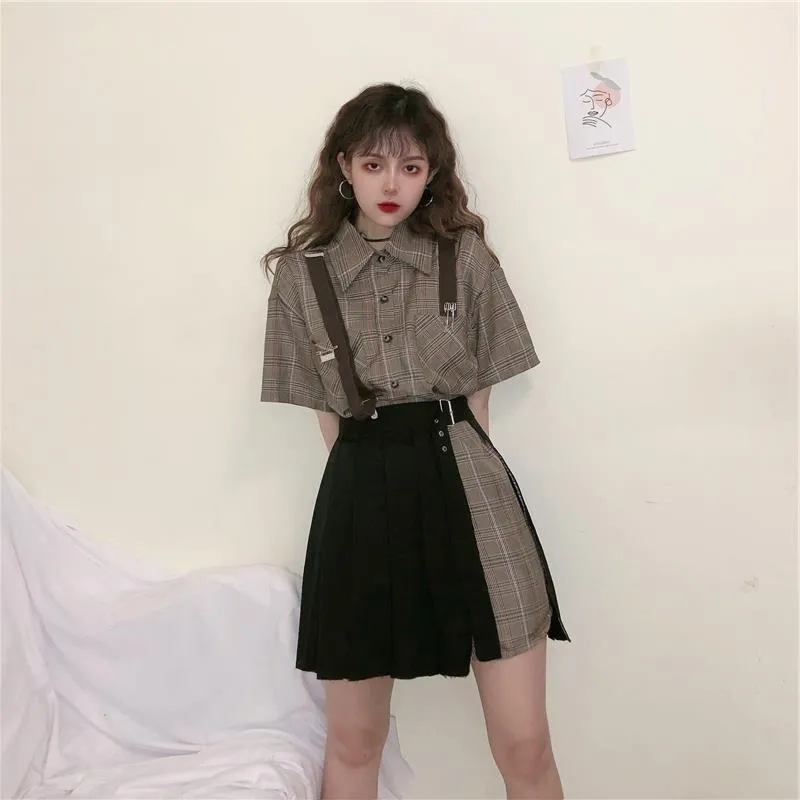 Shirt   black skirt two-piece KF90671