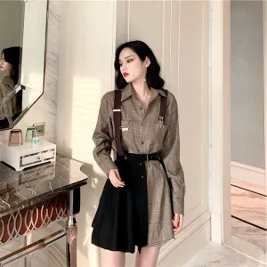 Shirt   black skirt two-piece KF90671