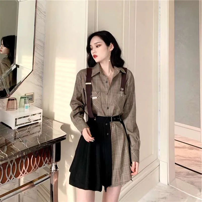 Shirt   black skirt two-piece KF90671