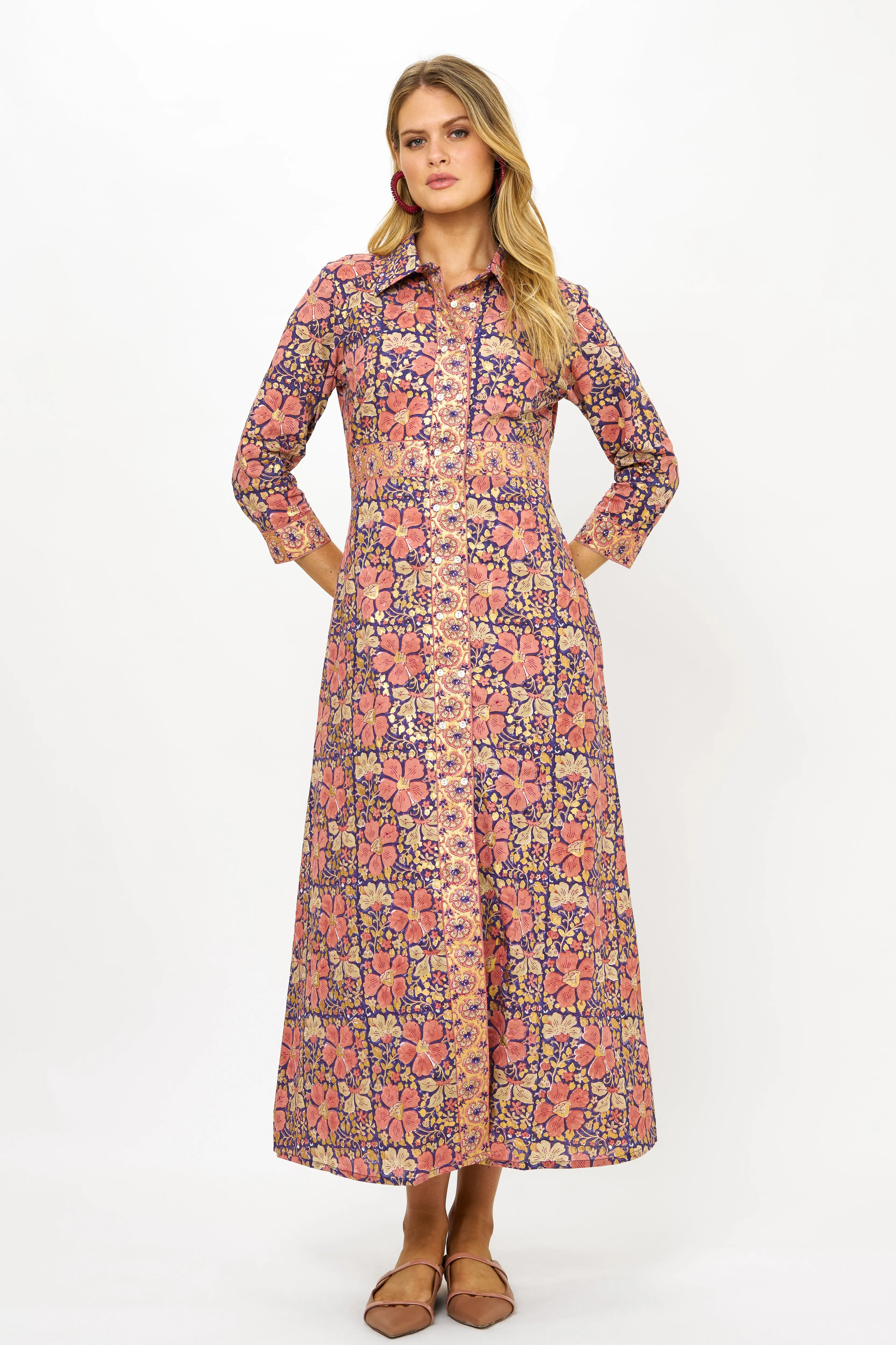 Shirt Dress Maxi- Matera Navy