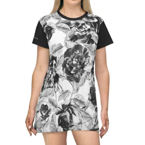 Shirtdress, Black Floral Motive