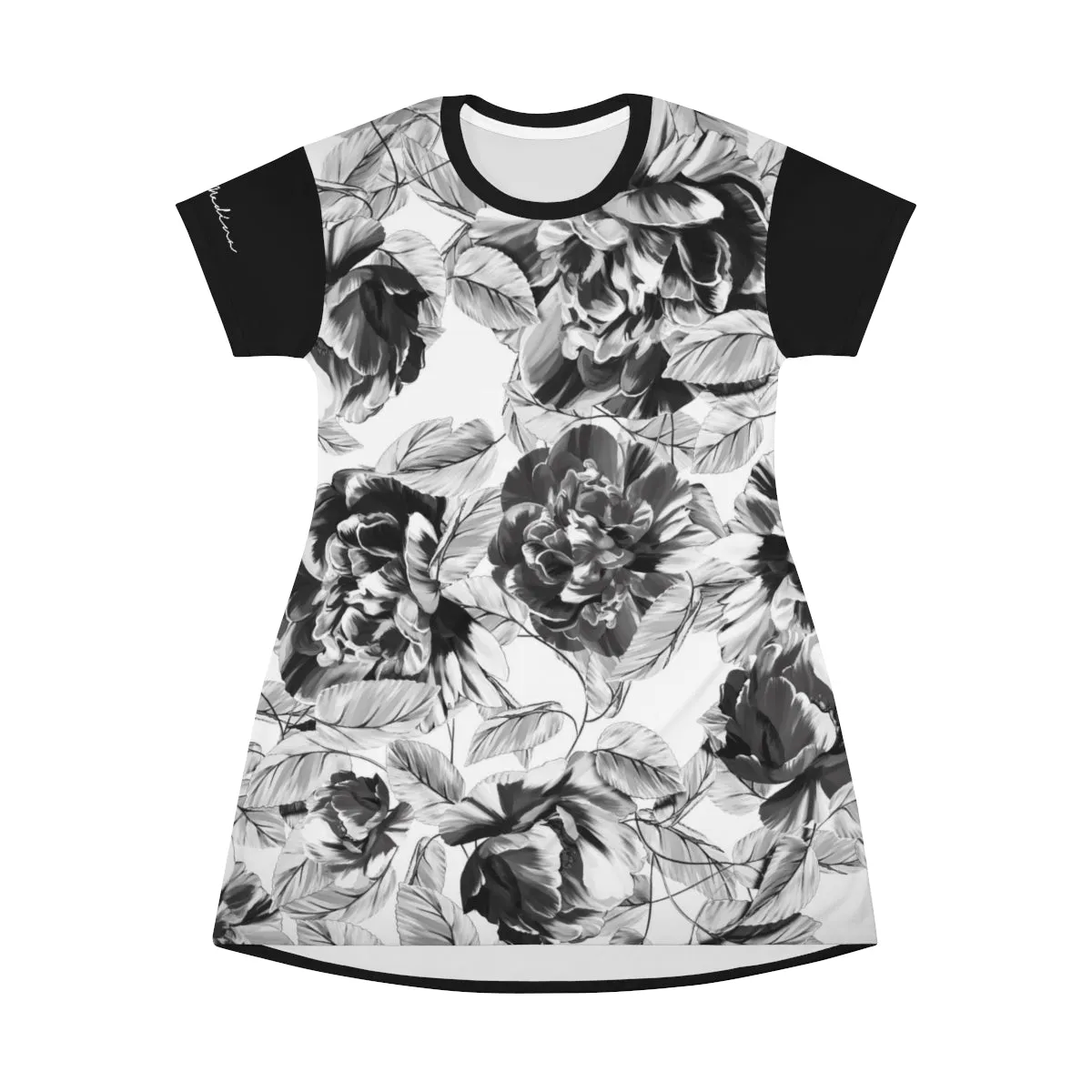 Shirtdress, Black Floral Motive