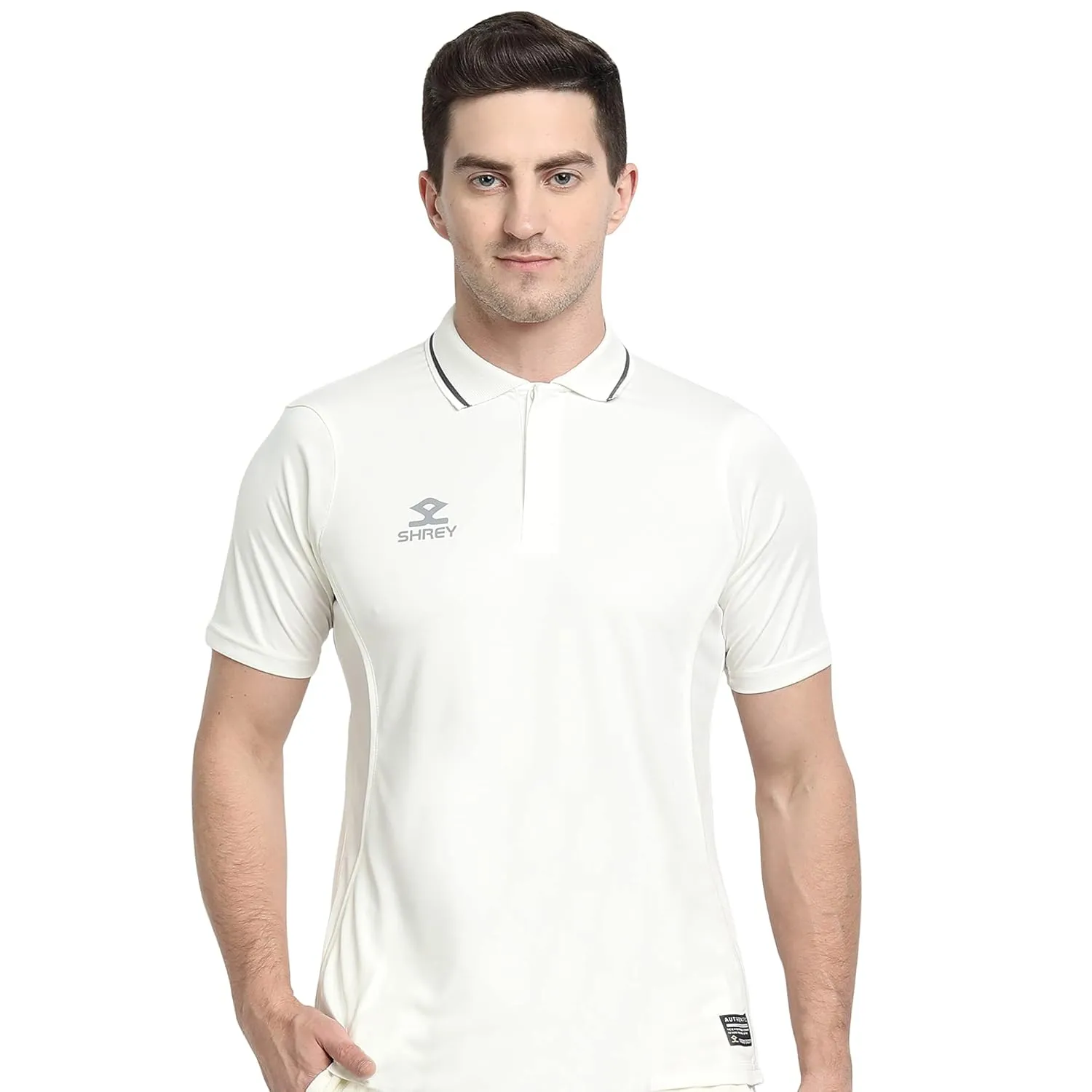 Shrey Premium Off White Cricket Shirt Half Sleeves Size